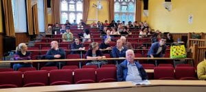 A photo of the audience for Richard Arthur's public lecture.